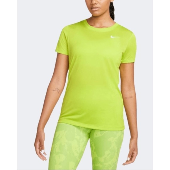 NIKE • Women’s Atomic Green DRI-FIT Legend TEE Crew Athletic Shirt Top - Picture 4 of 5